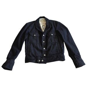 J Cortino for Stock Mfg Chicago Made Phantom Raw Denim Lined Trucker Jacket Sm